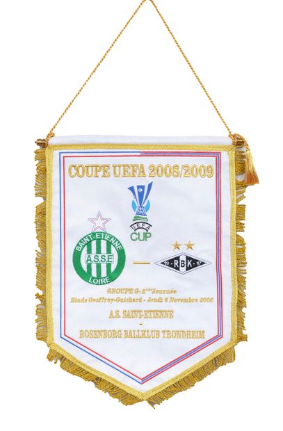 null Official pennant of the UEFA Cup match between AS Saint-Étienne and Rosenborg...