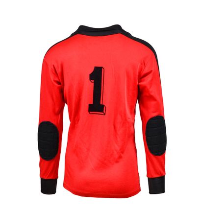 null Pierrick Hiard. SEC Bastia red goalkeeper jersey n°1 worn against Dinamo Tbilissi...