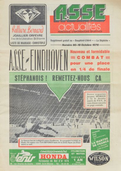 null Official programme "ASSE Actualités" of the European Cup C1 match against PSV...