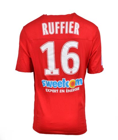 null Stephane Ruffier. AS ST Étienne jersey #16 worn during the 2018-2019 French...