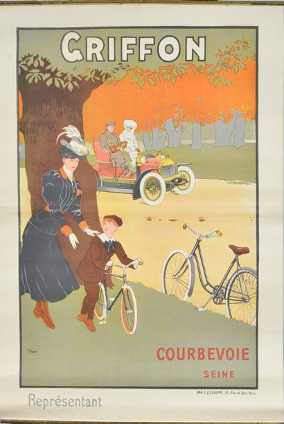 Hans Thor (XIXè-XXè). Affiche des cycles «Griffon». C. 1894. Imprimerie G. Elleaume-Paris....