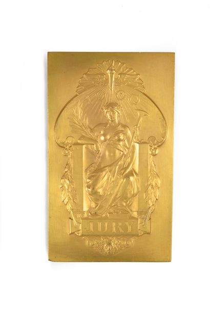 null Plaque «Jury». En bronze doré par L.Bottée. Fabrication Christofle à Paris....