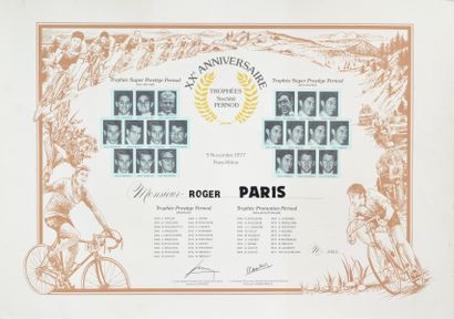 null Diploma of the XXth anniversary of the Pernod Trophies awarded to Roger Paris...