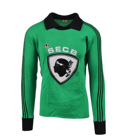 null Pierrick Hiard. SEC Bastia goalkeeper jersey n°1 worn against PSV Eindhoven...