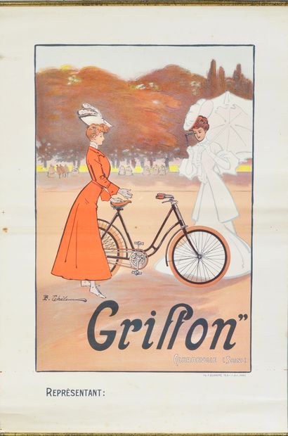 Ernest B. Lem Thelem (XIXè-XXè). Affiche des cycles «Griffon». Imprimerie G. Elleaume-Paris....