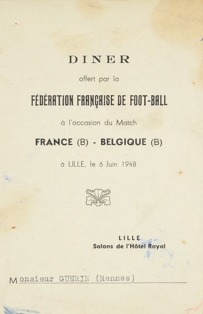 null Set of 5 post-match menus for the international matches of the French Espoirs...