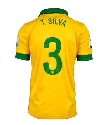 null Thiago Silva. Maillot n°3 de l'équipe du Brésil porté lors de la Coupe des Confédérations...