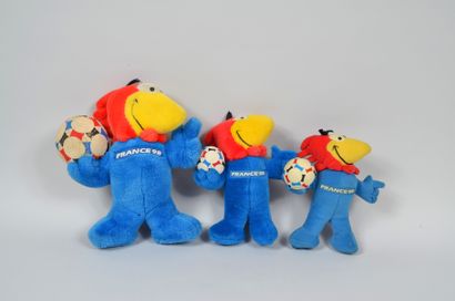 null Ensemble de 3 mascottes «Footix» pour la Coupe du Monde 1998 en France avec...