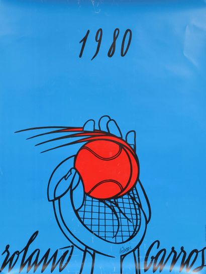 null Affiche officielle des Internationaux de France à Roland Garros en 1980 par...