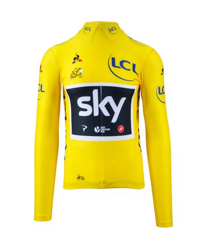 null Chris Froome. Maillot jaune Podium de l'équipe Sky porté sur le Tour de France...