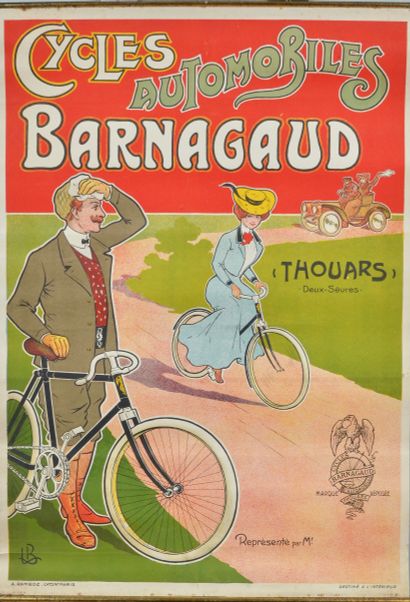 null Cycles et automobiles «Barnagaud» à Thouars. Monogrammée LB. Imprimerie A. Ramboz-Lyon-Paris....