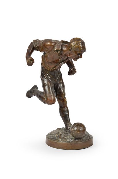 null Sculpture en bronze «Footballeur». Signée Édouard Drouot (1859-1945) sur la...