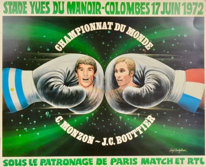 null Affiche cartonnée du Championnat du Monde entre Carlos Monzon et Jean-Claude...