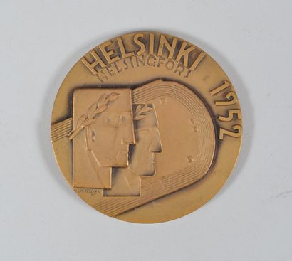 null Médaille officielle de participant. En bronze par K. Räsänen. Diamètre 54 mm....