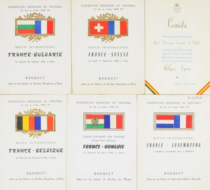 null Set of 5 post-match menus for the French team's international matches between...