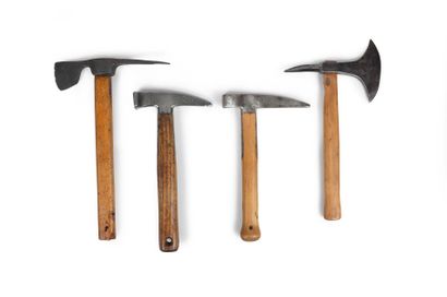 Set of 4 small ice axes or picks for mountaineering,...