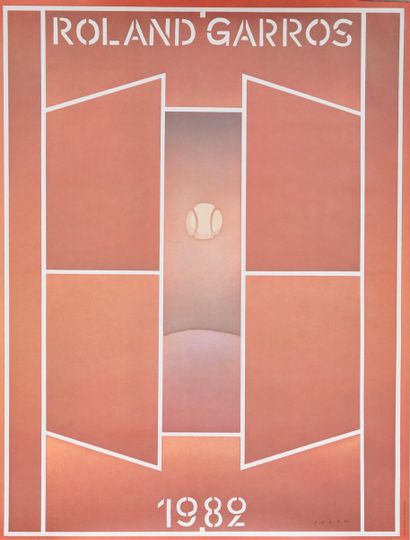 null Official poster of the French Open at Roland Garros in 1982 by the artist Jean-Michel...