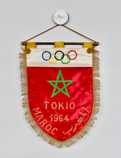 null Official pennant of the Moroccan delegation for the Olympic Games of Tokyo 1964....