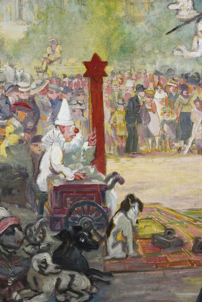 F. POIGNY DESCHARREAUX (XIXe - XXe) 
Circus scenes. Circa 1925/30.
Pair of canvases,...