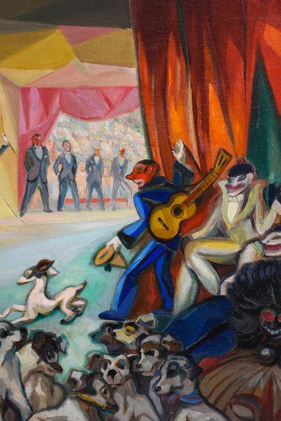 F. POIGNY DESCHARREAUX (XIXe - XXe) 
Scènes de cirque. Vers 1925/30.
Paire de toiles,...