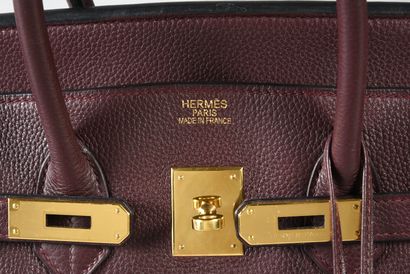 HERMES BIRKIN bag 40 cm in Togo Raisin calf, gold plated metal trim, pull tab, bell,...