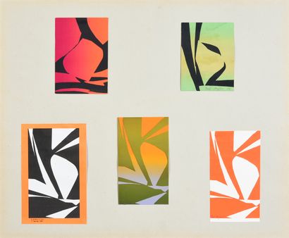 PAUL FOUJINO (1925-1982) 5 cartes de vœux colorées 1979 - 1981.