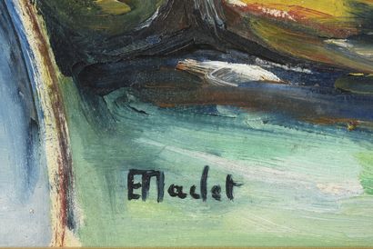 Élisée MACLET (Lihons 1881 - Paris 1962) 
Paysage avec maison aux couleurs fauves.
Huile...