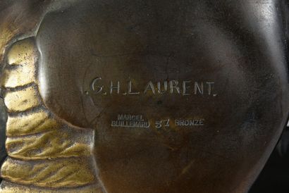 Georges H. LAURENT (XIXe - XXe siècle) 
Faisan doré. 
Bronze à patine brune et dorée....