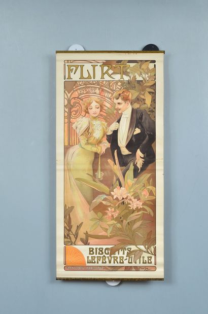 MUCHA Alfons (1860-1939) Flirt Biscuits Lefèvre-Utile. 
Lithographed poster
Illustrated...