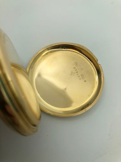 PATEK PHILIPPE & Co. Montre de poche savonnette en or 750e. 
Le revers monogrammé...