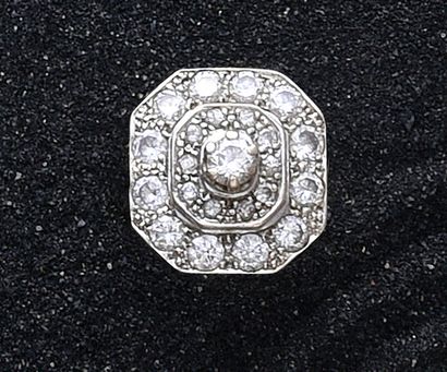 null Bague octogonale en or gris 750e, ornée d'un diamant central dans un double...