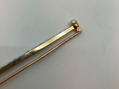 null 
Broche barrette en or 750e, ornée d'une ligne de roses serties sur platine,...