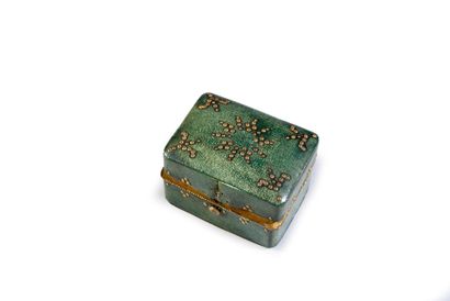 Travail Français - (18ème Siècle) 
Wooden scent box covered with green tinted russet,...