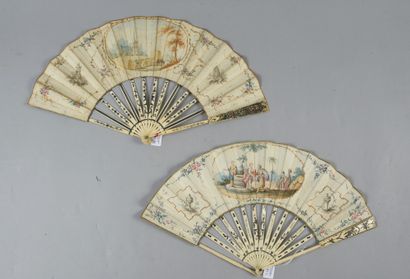 null Two fans, circa 1780

One, the skin leaf, mounted in English style, and painted...