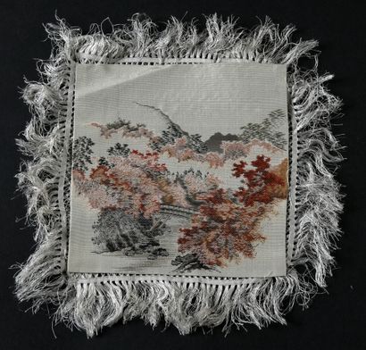 null . Suite of twelve square doilies with the Bon Marché label, Japan, Meiji period,...