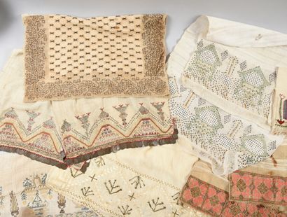 null . Meeting of thirteen embroidered towels and napkin borders, Turkey and Greek...