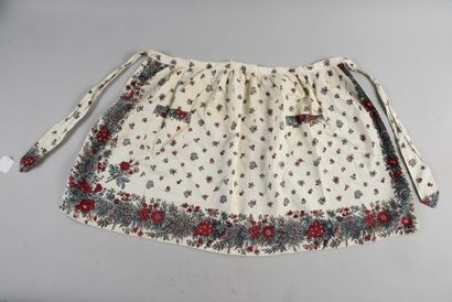 null 
. Charming apron cut in a neckerchief, 19th century, cotton canvas printed...