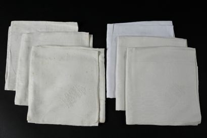 null . Six linen damask napkins, second half of the XIXth century, decorated like...