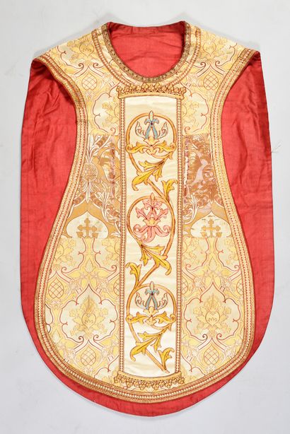 null . Chasuble, stole, chalice veil and purse, circa 1900, precious Renaissance-inspired...