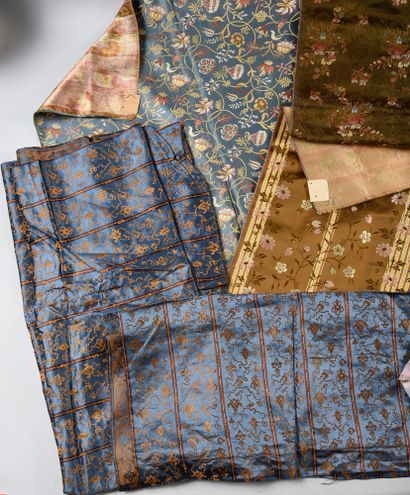 null . Silk fabrics for dress and furnishing, second half of the 19th century, three...