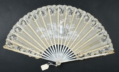 null The Bride, ca. 1890

Folded fan, the painted silk leaf of a young bride in front...