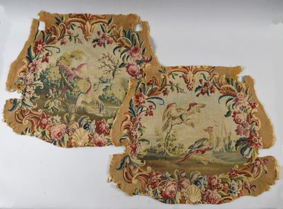 null . Set of ten tapestry seat covers from a salon, Louis XV period, seats and backs...