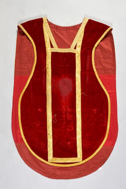 null . Chasuble second half of the nineteenth century, red velvet chasuble, gold...