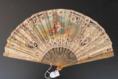 null Two fans, circa 1900-1920

One, the bobbin lace leaf painted in the center of...