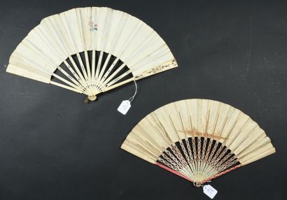 null Two fans, circa 1770

*One, the leaf in skin, mounted in English, and painted...