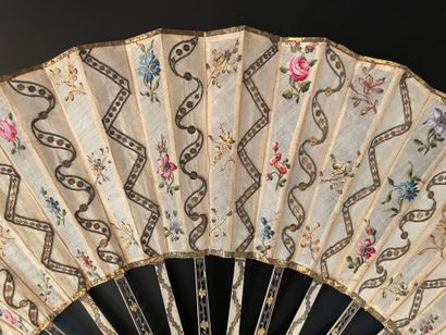 null Two fans, circa 1780

One, the silk leaf painted with a musical entertainment...