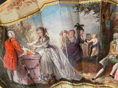 null The Price of Love, ca. 1780

Folded fan, the silk sheet painted with three cartels....