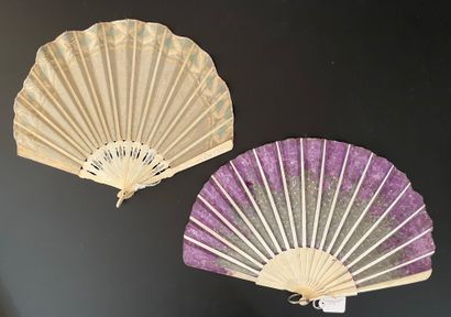null Two fans, circa 1900-1920

One, balloon-shaped, the silk leaf painted with a...
