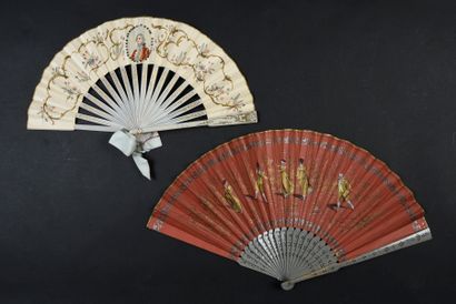 null Two fans, early 20th century

One, the red paper leaf printed with a billiard...