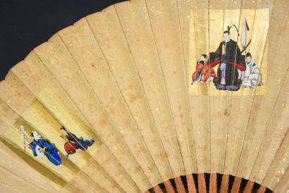 null Vie nippone, Japon, XIXe siècle

Éventail plié, la feuille double en soie à...